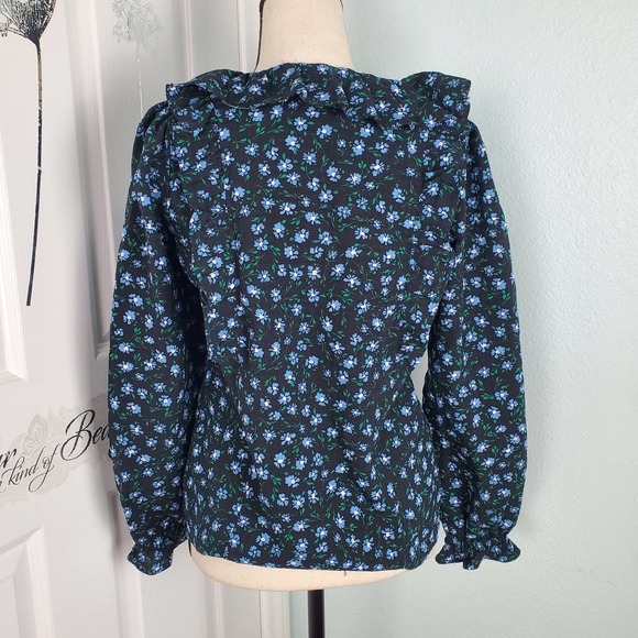 LOFT Blue floral Shirt Size SP - Picture 4 of 5
